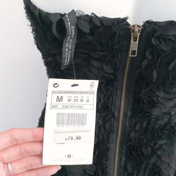 Zara Black Rosette Strapless Cocktail Mini Dress - Picture 4 of 6